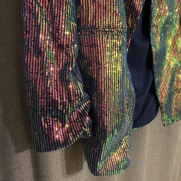 NWT PLT Blue Sequin Blazer Dress - Picture 5 of 7
